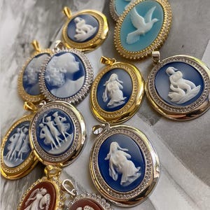 Colar com pingente de camafeu italiano, colar com camafeu de pássaro, colar com camafeu de asas, colar com camafeu de mãe, camafeu de três dançarinos, camafeu de prata esterlina 925
