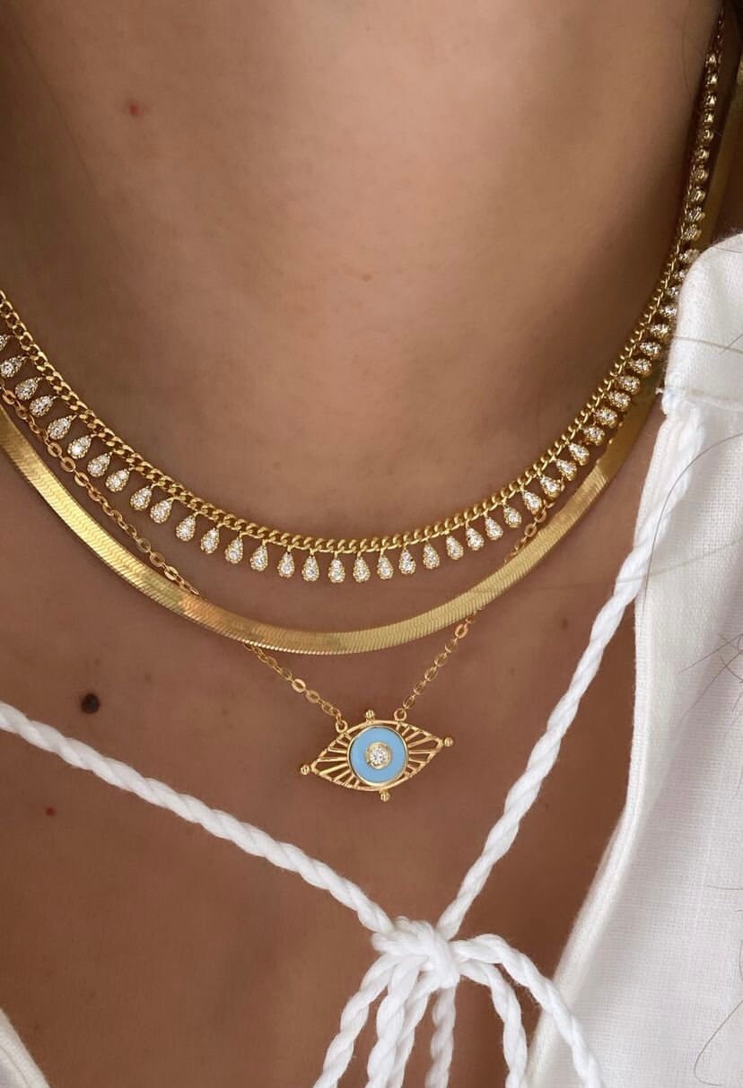 ネックレス・ペンダント Chunky Chain With drops Necklace Cz Drop Stone Chain Necklace Chunky Chain Necklace Dainty