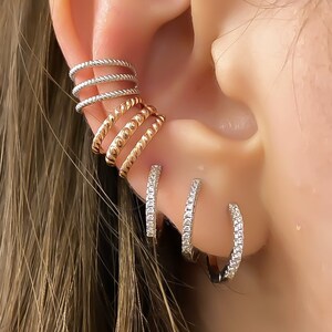 Triple Ball Ear Cuff Silver Ear Cuff 925 sterling silver Rose gold Plated ear cuff no piercing dainty everyday ear cuff three rows ear cuff