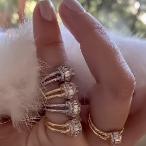 Baguette Little Finger Ring Double Rows Pinky finger Ring Rhodium little finger ring Midi Ring 925 Sterling Silver Gold Plated Ring