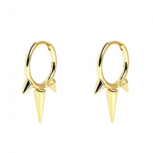Trio Spike Drop Earring Spiky hoop Earring Delicate Cz Earring Gold Lead Earring 925 Solid Sterling Silver Dainty Gift for Her