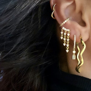 Penelope Dangle Tennis Earring Chain Stud Earring 925 Solid Sterling Silver Gold Plated Dainty Chain earring Gift For Here