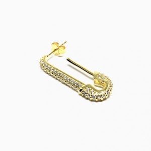 Boucle d'oreille épingle à nourrice pavée Cz grande boucle d'oreille épingle à nourrice en argent sterling 925 boucle d'oreille délicate en or rose boucle d'oreille épingle cadeau pour elle