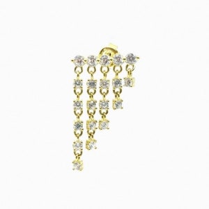 Grande boucle d'oreille de tennis penelope pendante chaîne boucle d'oreille en argent sterling 925 massif plaqué or boucle d'oreille chaîne délicate cadeau pour ici