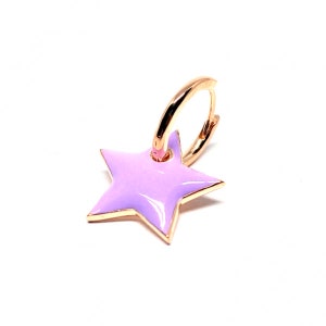 Brinco pendente de estrela de esmalte rosa Brinco delicado de estrela de esmalte azul Brinco de argola delicado banhado a ouro e prata esterlina 925 sólida