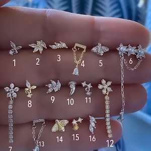 Schmetterling Ohrstecker Piercing Tragus Piercing Helix Piercing Conch Piercing Knorpel Piercing Horn Piercing Kette Piercing aus 925 Massiv Silber