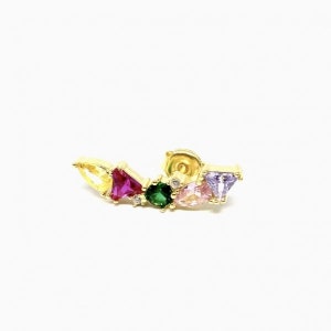 Multicolor Stud Earring Rainbow Stud Earring Cartilage stud Earring 925 Solid Sterling silver gold plated Dainty Stud Earring