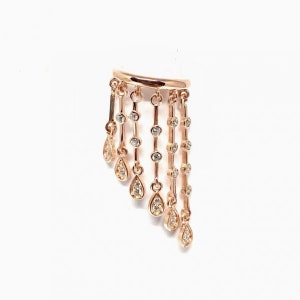 Tassel Ear Cuff Earring Conch Ear Cuff  Cz Drop Tassel Ear Cuff 925 Solid Sterling Silver Rose Gold Plated Dainty Ear Cuff No Piercing