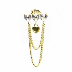 Trio Heart Chain Earring Chain Stud Earring 925 Solid Sterling Silver Gold Plated Earring Heart Earring Earring For Women Dainty Earring