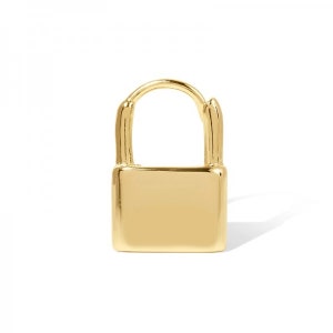 Padlock Huggie Hoop earrings 925 sterling silver Gold plated SINGLE or PAIR earring choice Dainty Padlock Earring Huggie Earring
