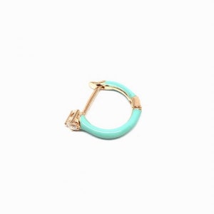 Orecchino a cerchio solitario in smalto rosa Orecchino a cerchio solitario in smalto blu Argento sterling massiccio 925 placcato oro rosa Orecchino delicato in smalto