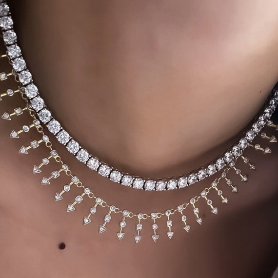 Spear Necklace Spike Cz Necklace Spear chain Pendant 925 sterling silver  Gold plated Necklace dainty dainty cz necklace