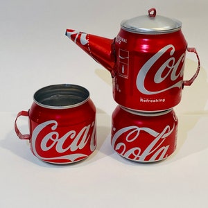 kitchen teapot set handmade with soda cans!