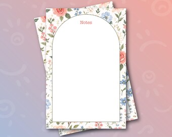 Floral Notepad, 4x6 Flower Memo Pad, Garden Stationery, Teacher Gift