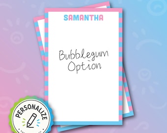 Personalized Name Notepad, Custom 4x6 Memo Pad, Striped Stationery, Teacher or Coworker Gift