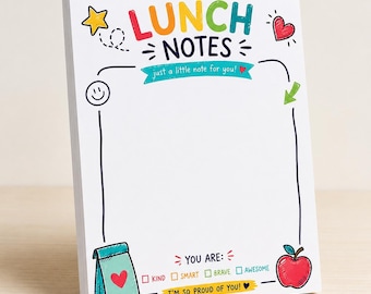 Proud of You Lunch Notes Notepad, Kids Lunchbox Encouragement Pad, 4.25 x 5.5