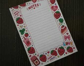Strawberry Doodle Pad, Mis-Cut Notepad, 50 Sheets (4" x 5.5")
