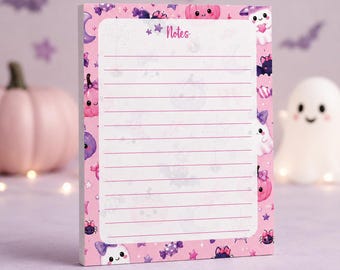 Pink Halloween Notepad, Spooky Notes Pad, 50 Sheets (4.25 x 5.5)