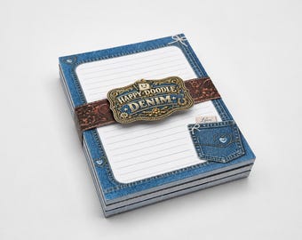 Denim Notepad Set, Handmade Casual Style Memo Pads, Back to School Stationery