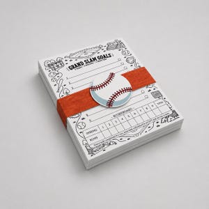 Grand Slam Goals Baseball Notepad Set, Sports Stationery, Coach Gift