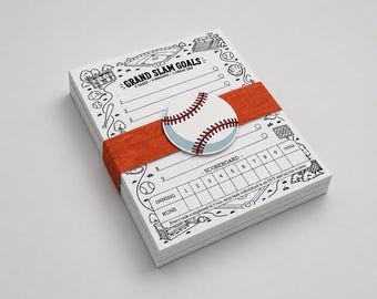 Grand Slam Goals Baseball Notepad Set, Sports Stationery, Coach Gift