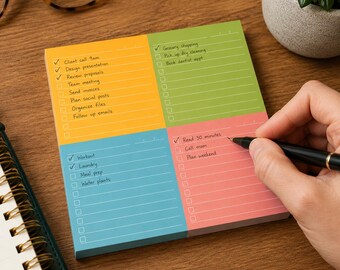 Color Block Checklist Notepad, Daily To Do List Pad, 6 x 6, 50 Sheets