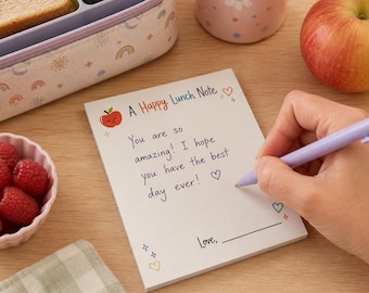 Happy Lunch Note Notepad, Kids Lunchbox Message Pad, 4.25 x 5.5, 50 Sheets