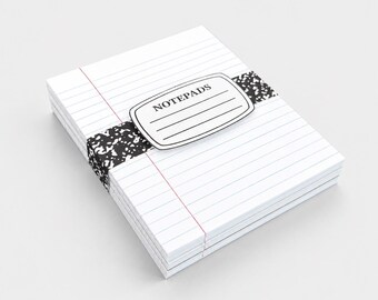 Set of 3 Composition Notepads, Classic School Stationery, Handmade Desk Pads