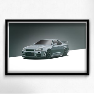 Póster de descarga digital Nissan R34 Skyline GTR