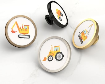 Construction Vehicle Cabinet Knobs | Kids Drawer Pulls | Digger, Tractor, Dump Truck & Crane Handles | Nursery Furniture Hardware