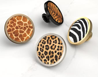 Dekorativer Schubladengriff mit Tierdruck in Gold-, Silber-, Schwarz- und Antikgoldfarbe