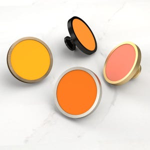 Orange Shade Cupboard Drawer Door Cabinet Knobs Handle Available in Gold, Silver, Black & Antique Gold Base