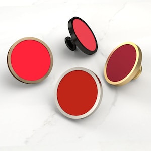 Red Shade Cupboard Drawer Door Cabinet Knobs Handle Available in Gold, Silver, Black & Antique Gold Base