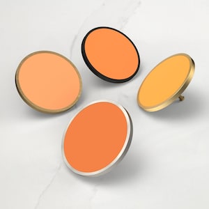 Puxadores de armário laranja | puxadores de porta tangerina, puxadores de armário damasco, pêssego, coral, âmbar | Acabamentos em dourado, prateado, preto e antigo