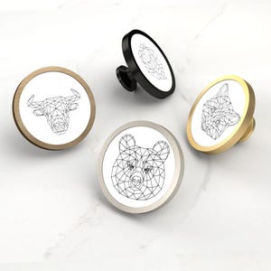 Geometric Animal Cabinet Knobs for Children&#39;s Bedroom, Nursery&#39;s, Playroom Revamp, Great on Chest of Drawers & Wardrobe Doors