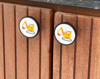 Construction Vehicle Cabinet Knobs | Kids Drawer Pulls | Digger, Tractor, Dump Truck & Crane Handles | Nursery Furniture Hardware