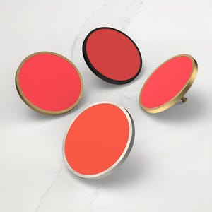 Large Red Shade Cupboard Drawer Door Cabinet Knobs Handle Available in Gold, Silver, Black & Antique Gold Base
