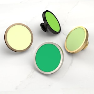 Boutons de porte de placard verts | Poignées de porte d'armoire | Boutons de tiroir | Disponible en or, argent, noir et base dorée antique | 20 nuances disponibles