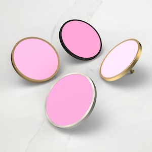 Large Pink Shade Cupboard Drawer Door Cabinet Knobs Handle Available in Gold, Silver, Black & Antique Gold Base