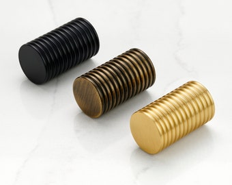 Fluted Cylinder Pull – Sleek Fluted Aluminium Cabinet & Appliance Handle in Gold Antique Gold or Black Finish, Minimalist Hardware Upgrade