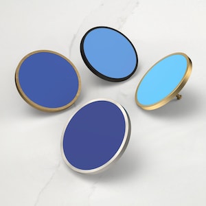 Large Blue Shade Cupboard Drawer Door Cabinet Knobs Handle Available in Gold, Silver, Black & Antique Gold Base