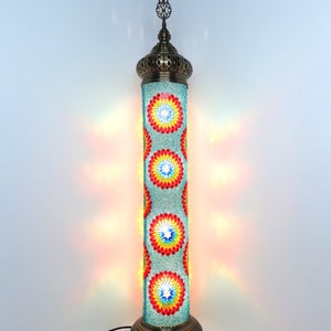 Lampadaire cylindrique turc en mosaïque, Lampe sur pied turque en vitrail coloré, Lampe sur pied en mosaïque colorée, Lampes en mosaïque turques image 8
