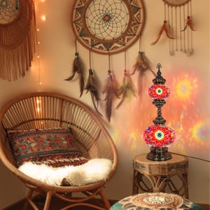 Turkish Mosaic Table Lamp 2-Globe Stained Glass