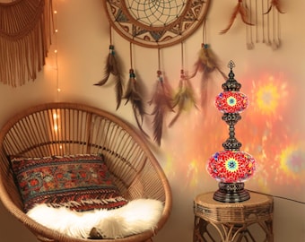 Turkish Mosaic Table Lamp 2-Globe Stained Glass