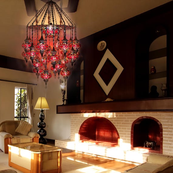 Turkish Mosaic Chandelier, Hotel Restaurant Ceiling Light, BMoroccan Pendant Light for Home and Commercial Decor