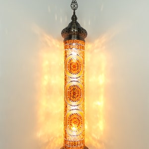 Lampadaire cylindrique turc en mosaïque, Lampe sur pied turque en vitrail coloré, Lampe sur pied en mosaïque colorée, Lampes en mosaïque turques image 4