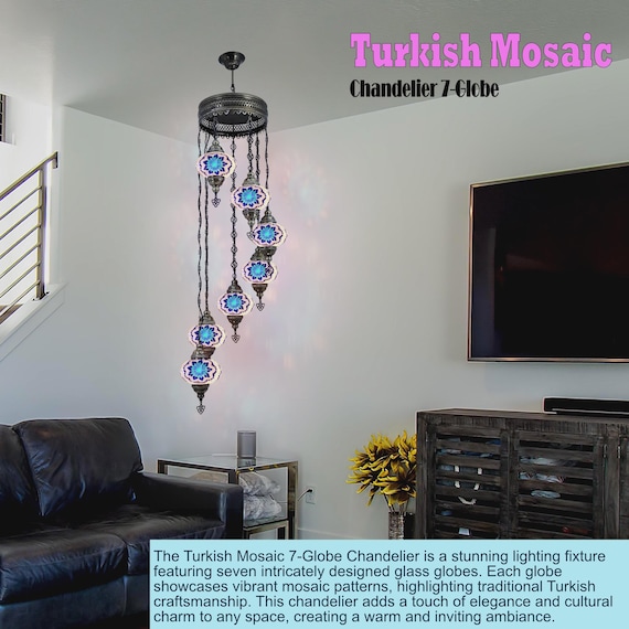 Stained Glass Chandelier for Bedroom - Handcrafted Light Fixture