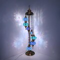 Handmade Turkish Mosaic Floor Lamp: 7 Globe Stained Glass Standing Light