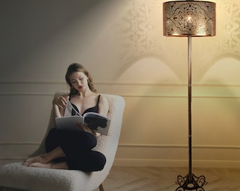 Moroccan Floor Lamp Shade Industrial Standing Light