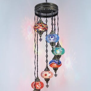 Handcrafted Turkish Mosaic Glass Chandelier for Living Room
